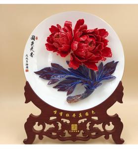 實心釉上彩牡丹瓷